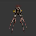 Futuristic Biomechanical Monster With Spiked Back Long Legs And Mechanical Gear
