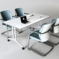 Modern small conference table and chair combination computer 3d model