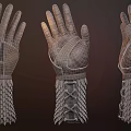 Brown Leather Gloves With Braided And Scaly Pattern For Medieval Cosplay 3d model