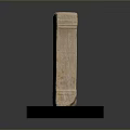 Light Colored Stone Artifact Placed On Black Base With Carved Patterns 3d model