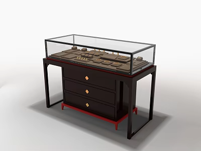 Elegant Jewelry Store Display Case With Glass Top And Drawers For Jewelry Items 3d model