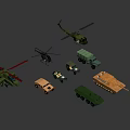 Military Vehicles And Helicopters Display With Armored Trucks Tanks And Transport Vehicles