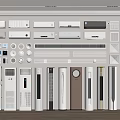 Various Styles of Air Conditioners and Fans Including Wall Mounted and Standing Types
