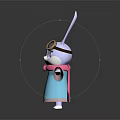 Cute 3D Rabbit Character With Brown Goggles Blue Outfit And Pink Scarf