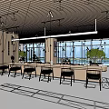 Open Public Office Space With Large Glass Windows Ample Natural Light And Workstations