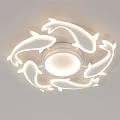 Modern White Fish Shaped Ceiling Light With Circular Illuminated Center Design 3d model