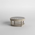 Elegant Light Colored Round Coffee Table With Carved Top And Lower Shelf 3d model