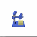 Blue Drill Press With Rotary Arm Column Base And Yellow Workpiece