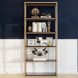 Vintage Storage Cabinet Rack Book Corner Vase Brush Photo 3d model