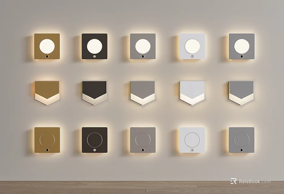 Different Colored Wall Switch Panels With LED Lights And Modern Designs 3d model 