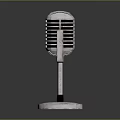 Vintage Microphone With Retro Metal Grille Stand Base And Classic Design For Recording