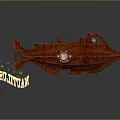 Decorative Fish Shaped Ornament Brown With Yellow Accents And Green Circular Details