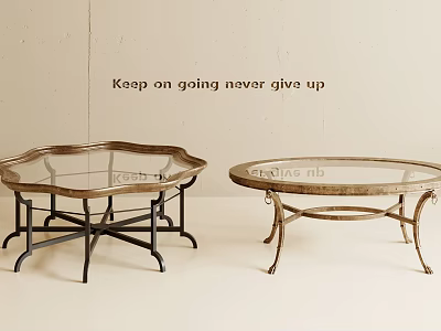 Two Stylish Coffee Tables With Glass Tops And Decorative Metal Leg Designs 3d model