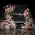 Elegant Wedding Floral Arrangement With Pink White Flowers And Crystal Curtain Backdrop