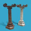 Roman column 2 marble Roman column stone column 3d model