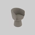 Modern Beige Upholstered Leisure Chair With Curved Backrest And Round Base