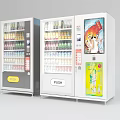Modern Vending Machines with Assorted Drinks Glass Fronts Push Buttons and Advertisement Panels 3d model