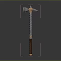 Decorative Metal Head Hammer With Wooden Handle And Braided Chain Design