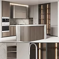 Modern Kitchen Interior With Wooden Cabinets Island Counter And Oven Appliances
