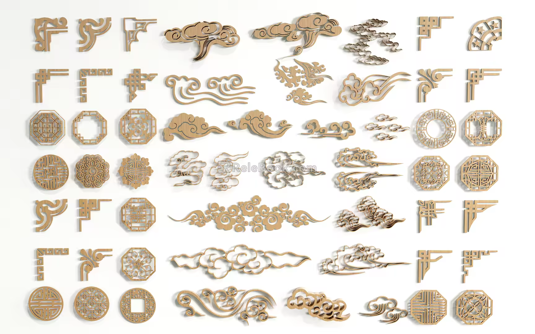 Chinese-style Carved Pattern Totem Window Carved Pane 3d model
