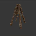 Sturdy Riveted Brown Metal Three Legged Stool With Industrial Design