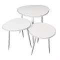 Modern Nesting Side Tables with Grey Metal Textured Tops and Sleek Thin Legs