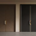 Modern Brown And Black Swing Doors With Brass Handles In Minimalist Design