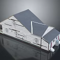 White Exterior Rural Self-built House With Gray Gabled Roof And Porch Steps