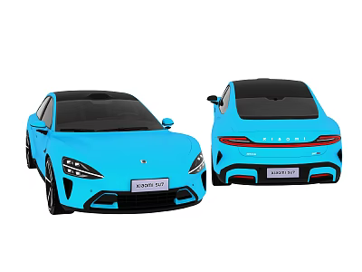 Blue Modern Car Exterior Design With Sleek Front And Rear Views 3d model