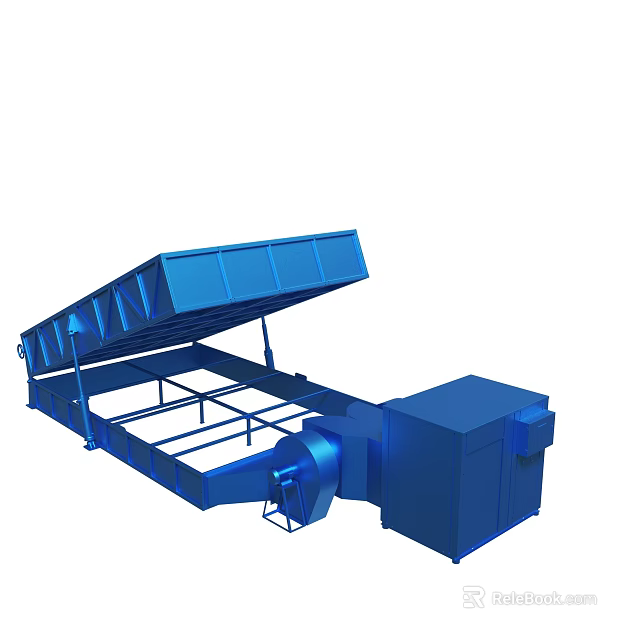 Blue Industrial Mechanical Equipment With Tilting Structure And Frame Component 3d model