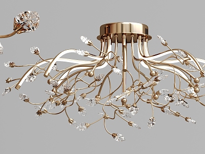 Post-modern shaped chandelier gold color metal crystal ceiling lamp model