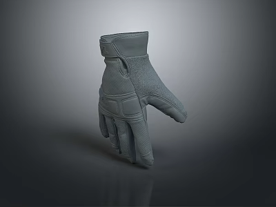 Gray Tactical Protective Gloves With Textured Surface And Functional Design For Outdoor Use 3d model