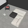 Casual Combination Sofa Fabric Multiplayer Combination Sofa Bean Curd Block Combination Sofa Leather Casual Single Chair Pillow Books 3d model