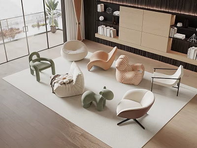 Modern Single Sofa Collection With Various Colors For Living Room Decor 3d model