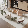Modern Single Sofa Cream Single Sofa Casual Chair Lazy Sofa 3d model