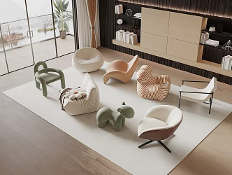 Modern Single Sofa Cream Single Sofa Casual Chair Lazy Sofa 3d model