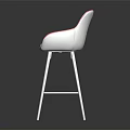 Modern White Bar Stool With Red Stitching Upholstered Backrest And Metal Legs
