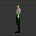 3D Character Model With Green Hair White Shirt Green Pants And Black Boots