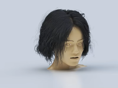Realistic Mannequin Head Model With Natural Black Short Curly Hair 3d model