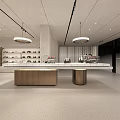 Spacious Modern Shoe Showroom Interior With Display Shelves Wooden Counter And Lighting Design