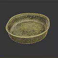 Vintage Household Metal Basin With Aged Surface And Rim With Small Rivets