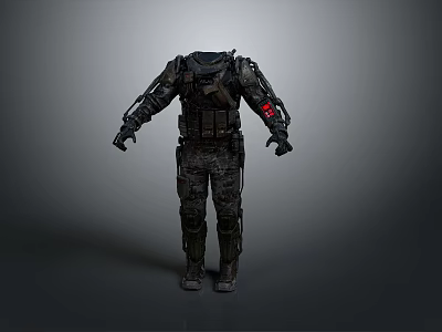 Essential Tactical Life Supplies With Black Design Multiple Pockets Red Logo 3d model