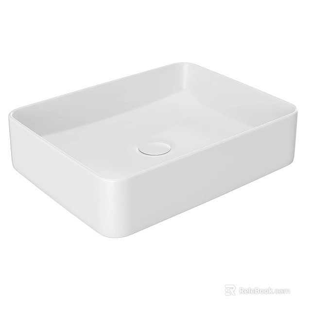 Sleek White Square Ceramic Countertop Wash Basin with Durable Smooth Surface 3d model