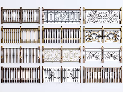 Various Decorative Fence Designs With Iron Patterns Metal Styles and Ornate Intricate Details 3d model