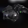 Black Mechanical Armor Clothing With Green Glowing Accents And Futuristic Design