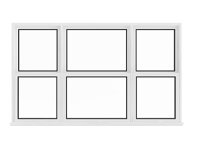 White Casement Window With Six Panel Frame And Clear Glass Design Elements 3d model