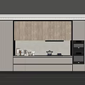 Modern Kitchen Interior With Wooden White Cabinets Counter Pots And Black Oven