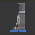 Industrial Mechanical Device With Red Indicator Lights Blue Cables And Blue Base
