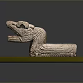 Stone Crocodile Sculpture With Open Mouth And Scaled Texture On Green Base