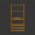 Orange Wooden Step Ladder Chair With Four Steps And Stable Design For Home Use